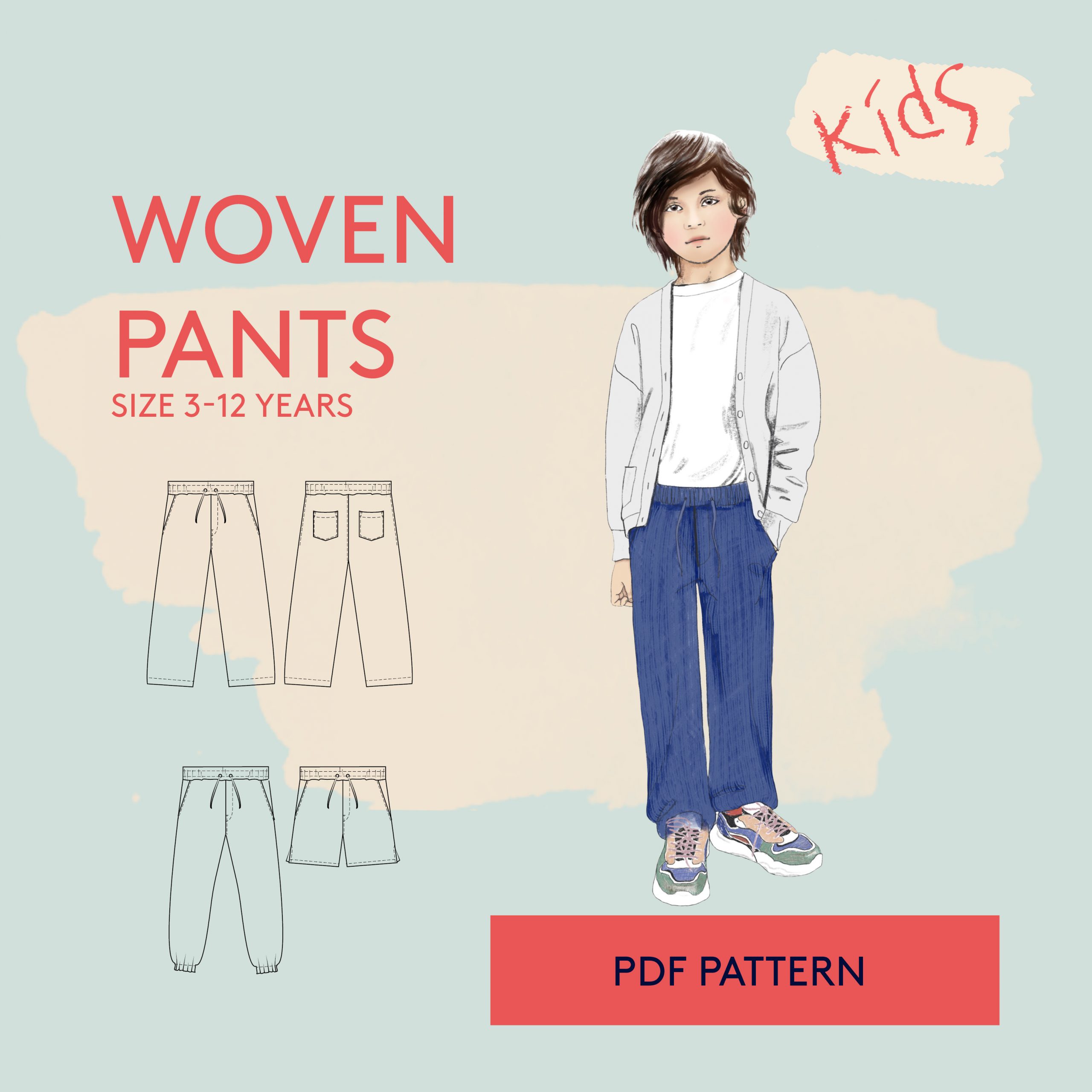 Chillax Pants pattern set - BIG kids - Tadah Patterns + Sewing