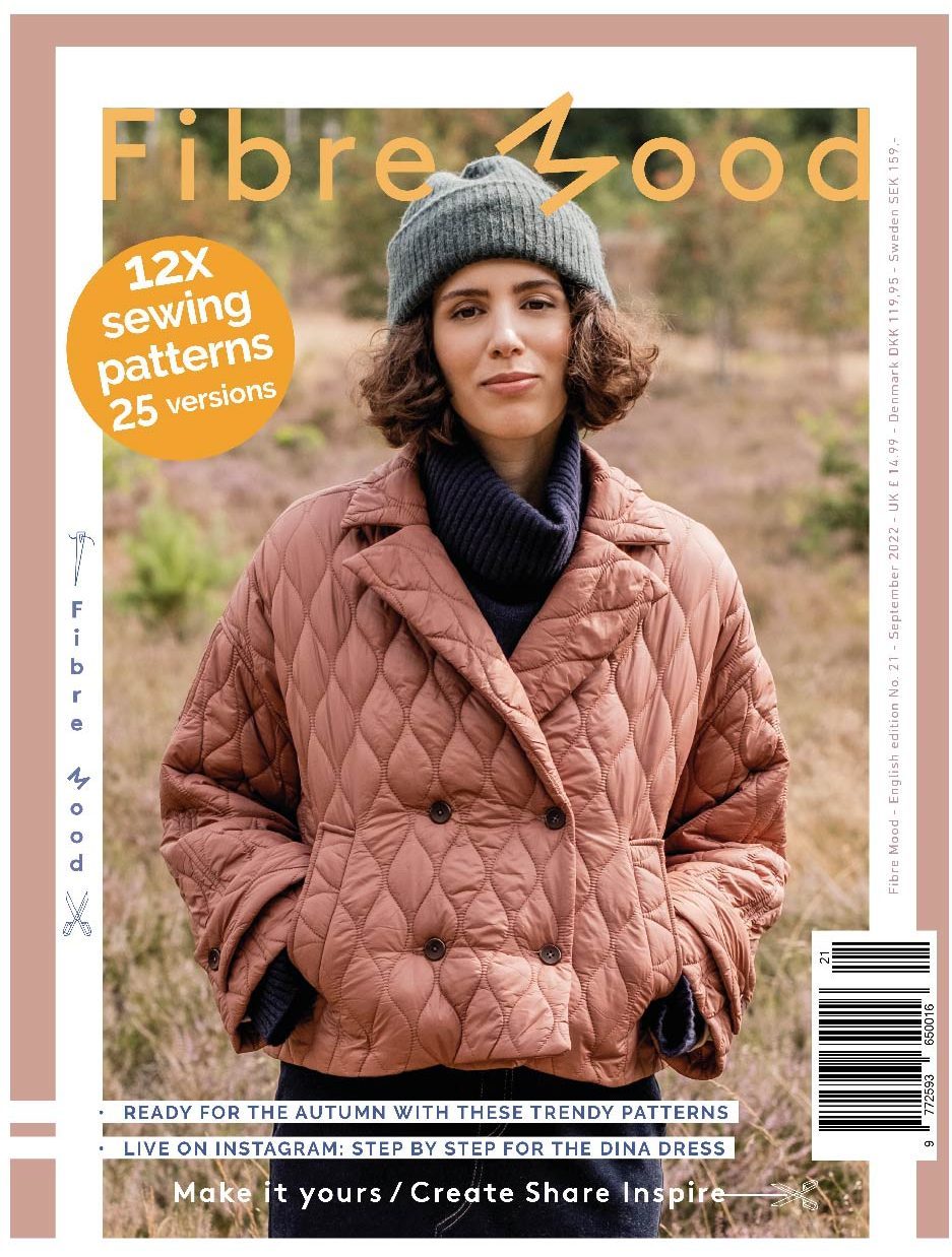 A sewing pattern magazine from Fibre Mood on The Fold Line. A magazine with 12 patterns and 25 style variations for autumn, including dresses, a top, sweater, skirt, coat and cape for women as well as a coat for children.