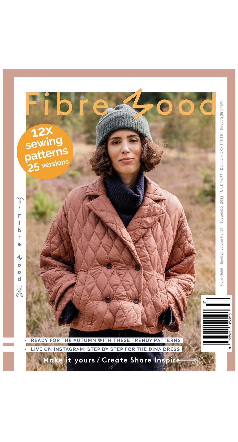 Fibre Mood is a popular sewing pattern magazine and the perfect gift or Christmas present. Each magazine includes 12 patterns and many style variations, you will receive editions 21 and 22 (the two latest issues), which are full of autumn and winter sewing inspiration.