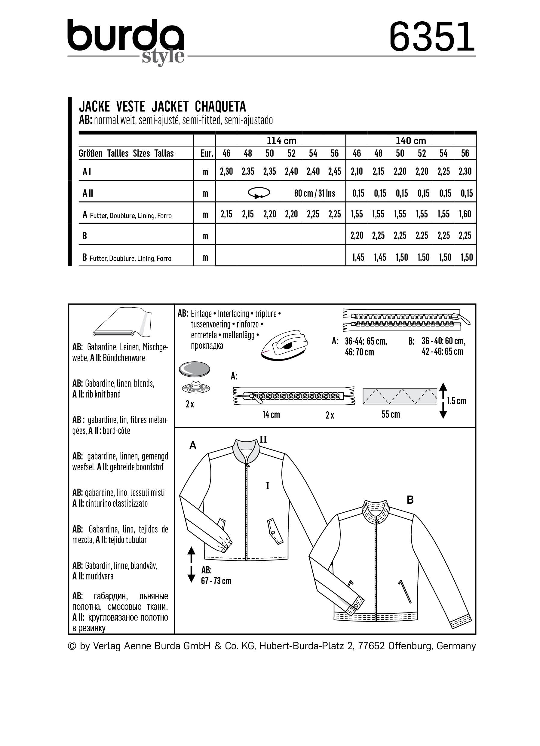 Burda Men's Jacket 6351 - The Fold Line