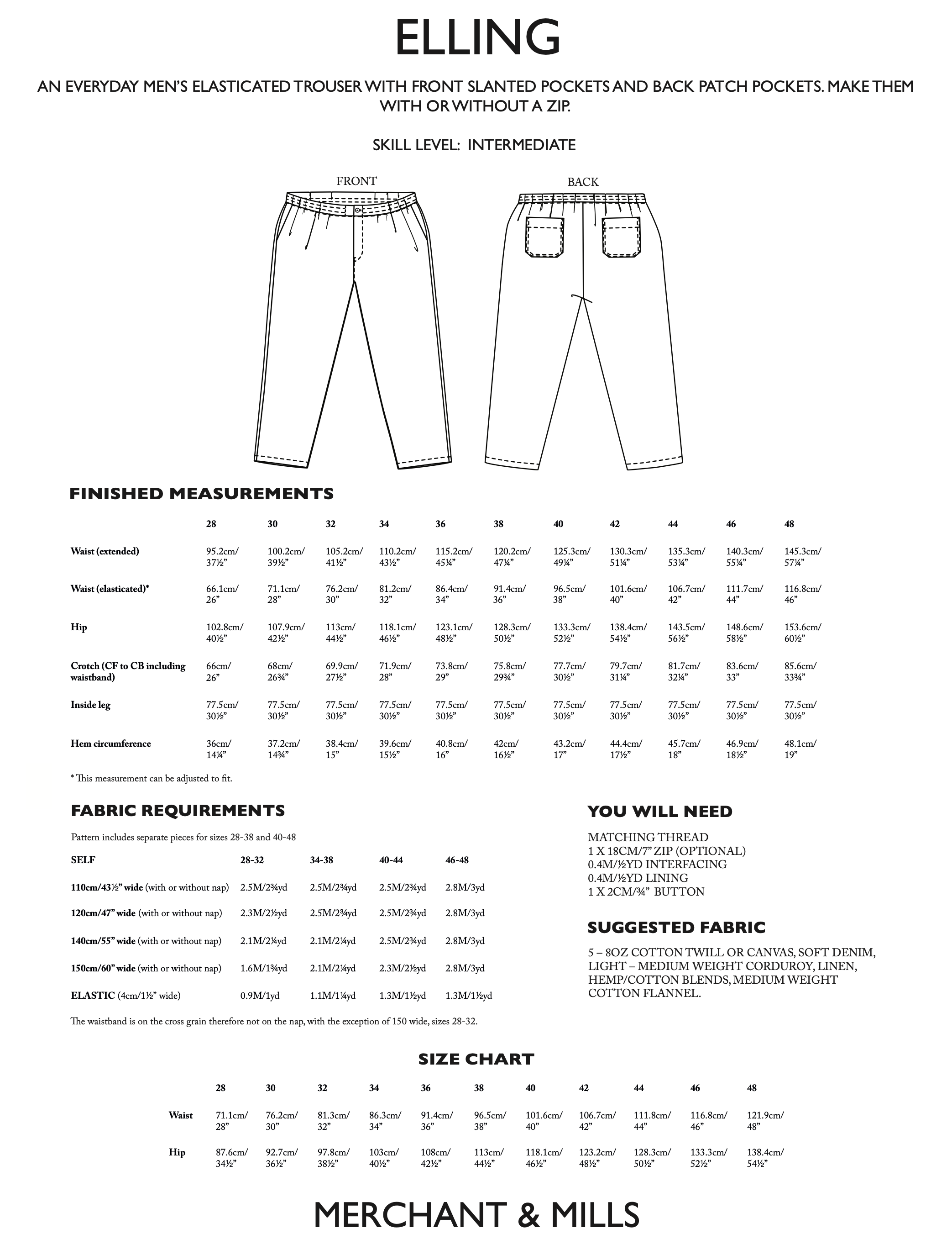 Merchant & Mills Men's Elling Trousers - The Fold Line