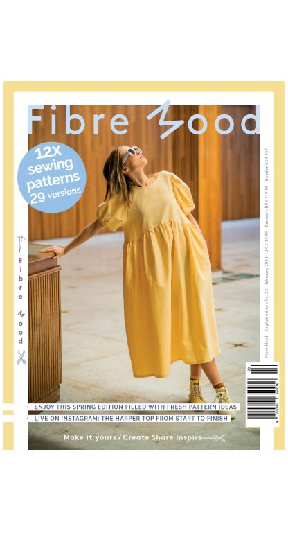 A sewing pattern magazine from Fibre Mood on The Fold Line. A magazine with 12 patterns and 29 style variations for spring, including tops, trousers, blouse, trench coat, dresses, skirt, bodywarmer and jumper.