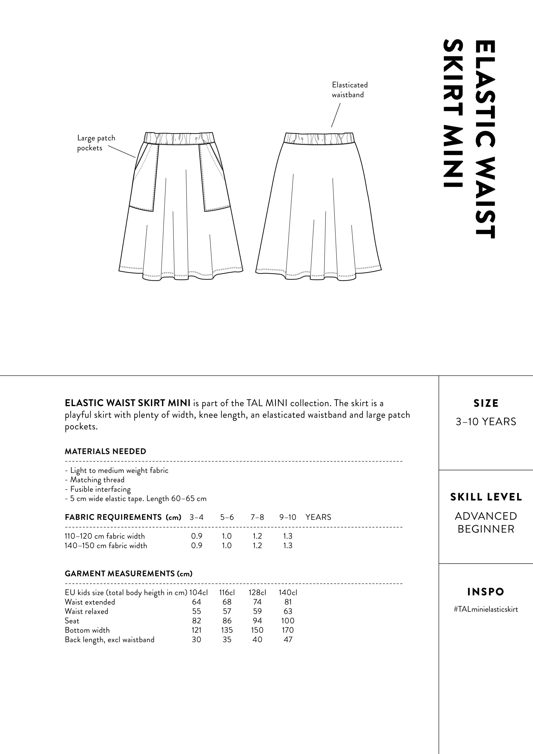 The Assembly Line Elastic Waist Skirt Mini - The Fold Line