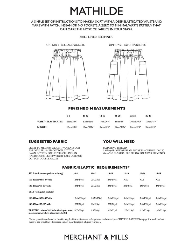 Merchant & Mills Mathilde Skirt PDF - The Fold Line