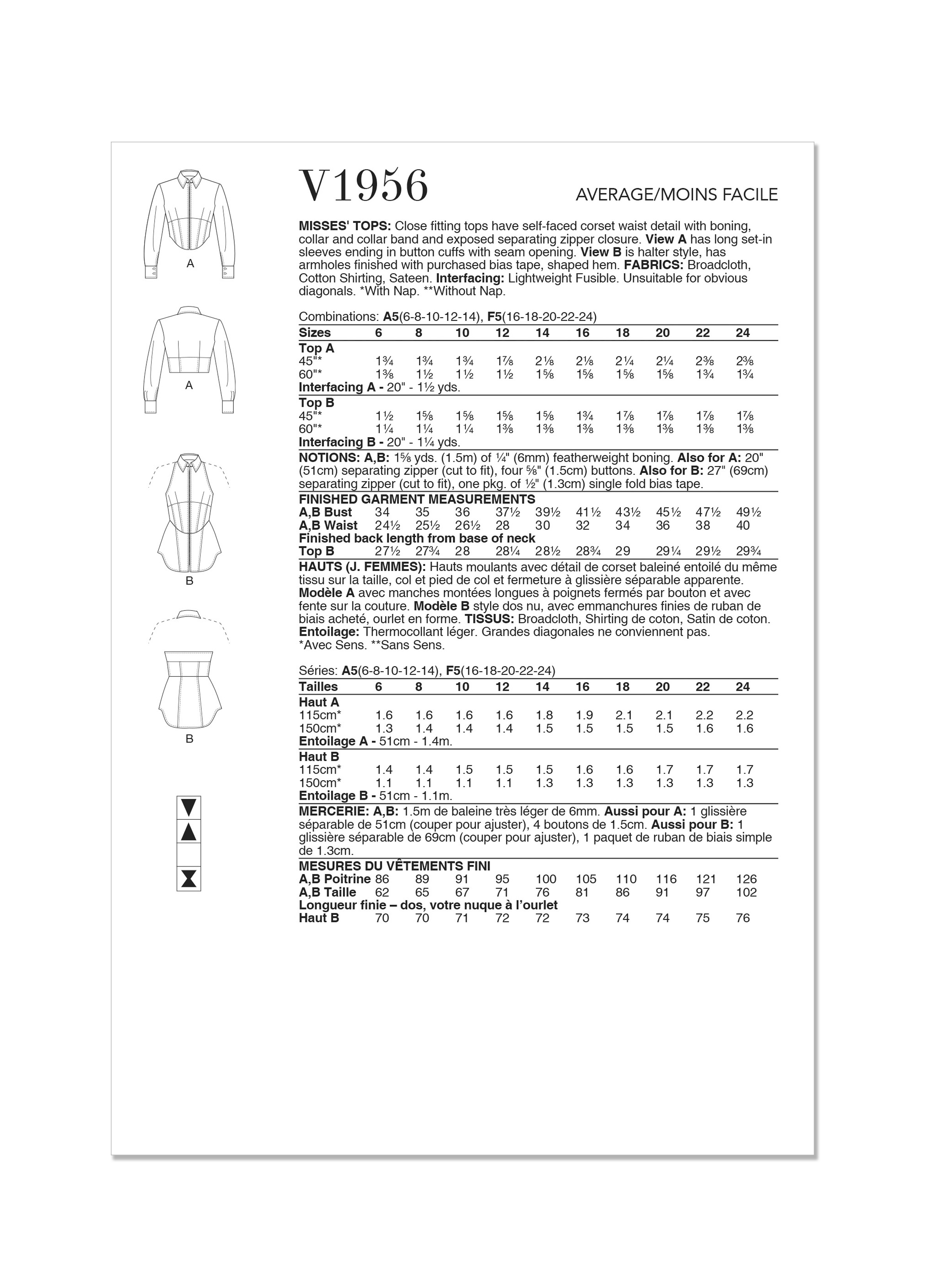 Vogue Tops V1956 - The Fold Line