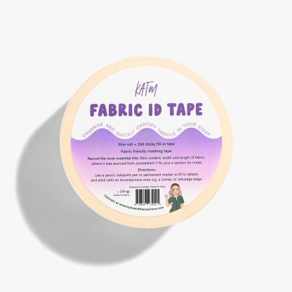 Photo showing the Fabric ID Tape from Kylie & The Machine on The Fold Line. This smooth adhesive tape is suitable for all fabric materials, and each roll has approximately 250 labels.