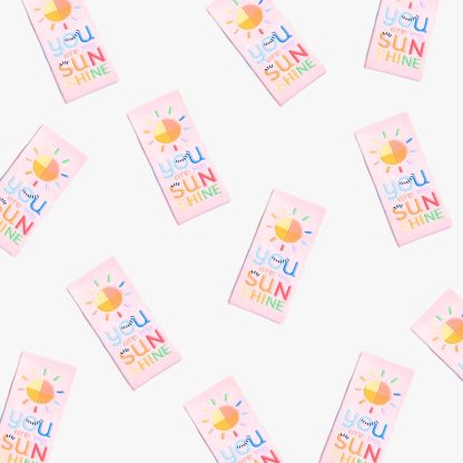 Photo of the ‘You Are My Sunshine’ woven labels from Kylie & The Machine on The Fold Line. The pack includes 6 woven labels designed by Brook Gossen, ready to be sewn into your handmade clothes.