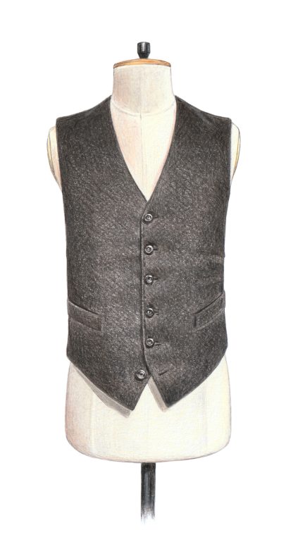 Illustration of The Waistcoat sewing pattern from The Savile Row Suit by Patrick Grant on The Fold Line. A tailored waistcoat pattern that can be made using instructions in the book The Savile Row Suit by Patrick Grant.